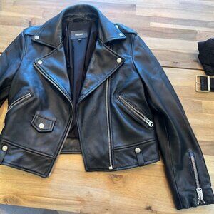Mackage Black Leather Biker Jacket "Baya - R"